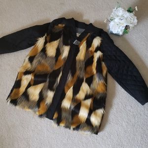 LOGO multicolored faux fur jacket - SZ 22